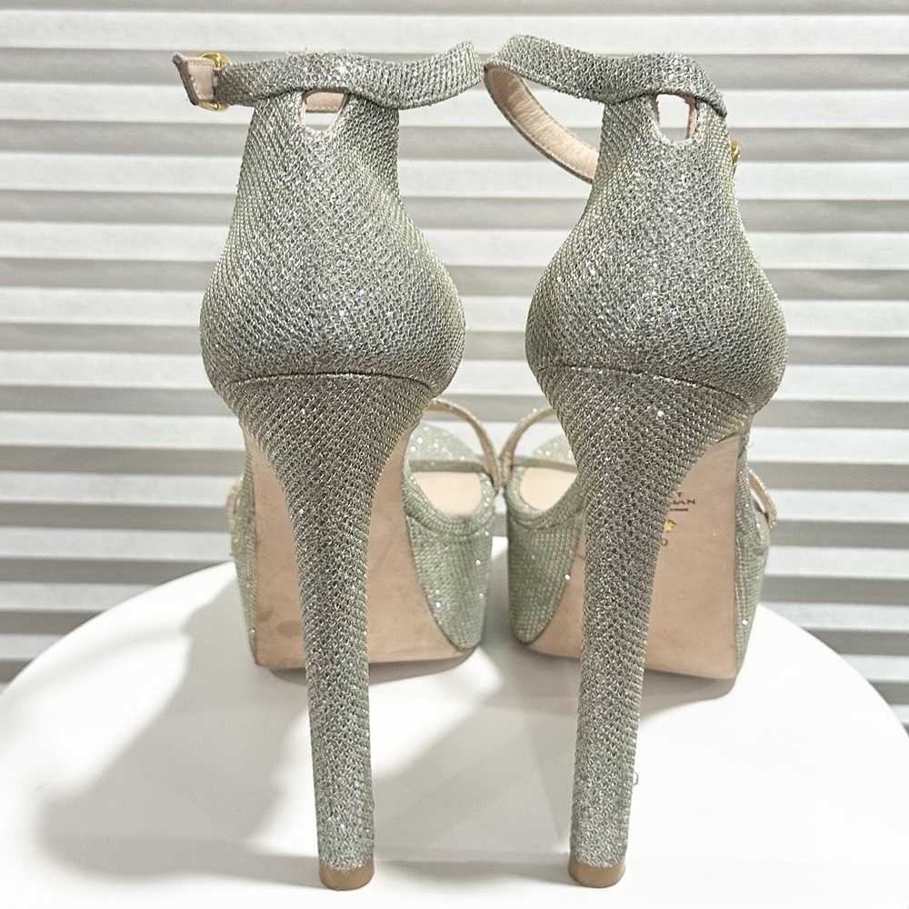 🌹STUART WEITZMAN 🌹 Nudistcurve Metallic Platform Sandals Size: 10 - Picture 6 of 13